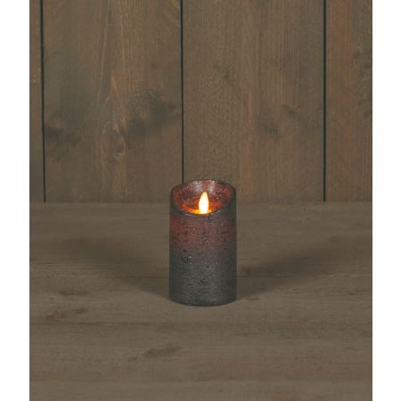 B.O.T. LED KAARS ANTRACIET WAX RUSTIEK BEWEGENDE VLAM 7,5X12,5CM 3XAAA/TIMER