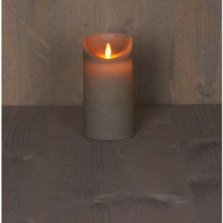 B.O.T. LED KAARS TAUPE WAX RUSTIEK BEWEGENDE VLAM 7,5X15CM 3XAAA/TIMER