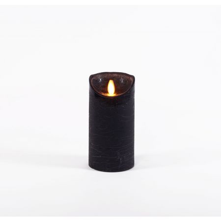 B.O.T. LED KAARS ZWART WAX RUSTIEK BEWEGENDE VLAM 7,5X15CM 3XAAA/TIMER