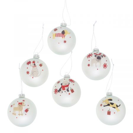 Kerstbal Barney, 6 assorti, D 8,00 cm, glas