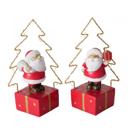 Clausi figuur, 2 assorti, Kerstman, LED, H 16,00