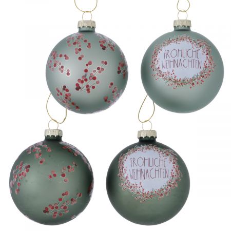 Kerstbal Bryndis, 4 assorti, toonbankdisplay, D 8 cm,