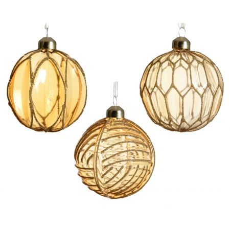 Kerstbal glas d8cm amber diverse soorten