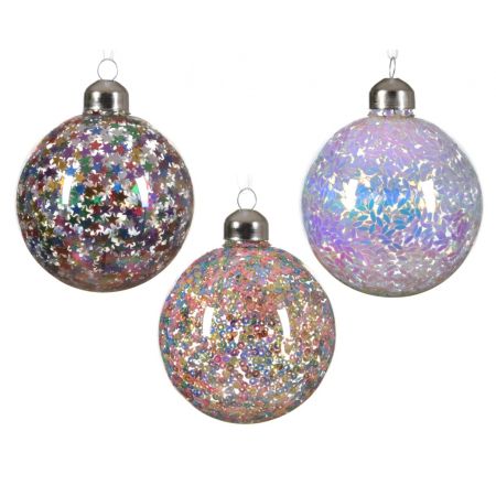 Kerstbal glas d8cm diverse soorten transparant