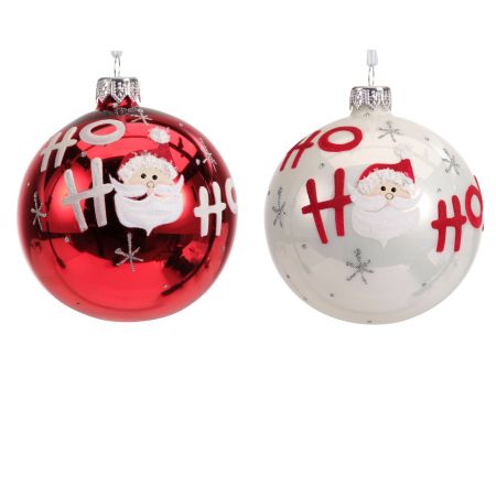 Kerstbal glas d8cm diverse soorten hohoho