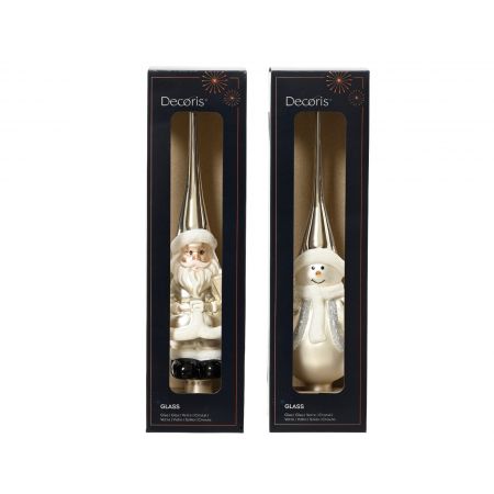 Piek glas figuur d8h28cm diverse soorten wit/zilver 
