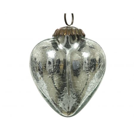 Ornament glas hart d7.5 craquele zilver