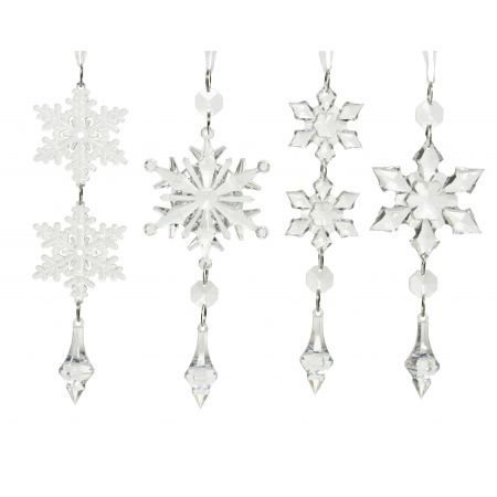 Ornament acryl sneeuwvlok transparant diverse soorten