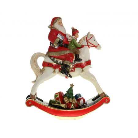 Kerstman poly paard l29b11h34 multi