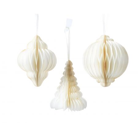 Ornament papier fig,d8l7b7h8cm offwhite diverse soorten