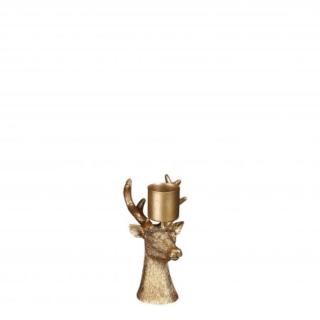 Kandelaar hert goud - l6xb5,5xh9cm
