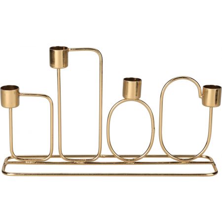 KANDELAAR 4STS 27X15CM GOUD