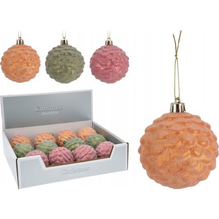 KERSTBAL 80MM DENNEAPPEL 3ASS