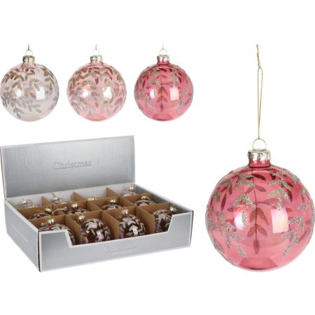 KERSTBAL BLAD DECOR 80MM 3ASS