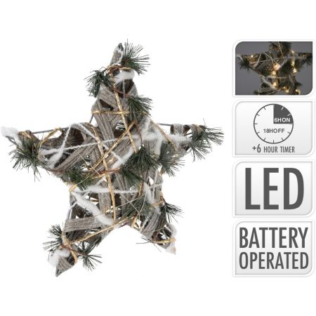 STER RATTAN MET LED 30CM