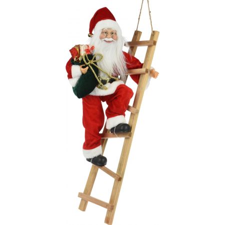 KERSTMAN OP TRAP STAAND ROOD