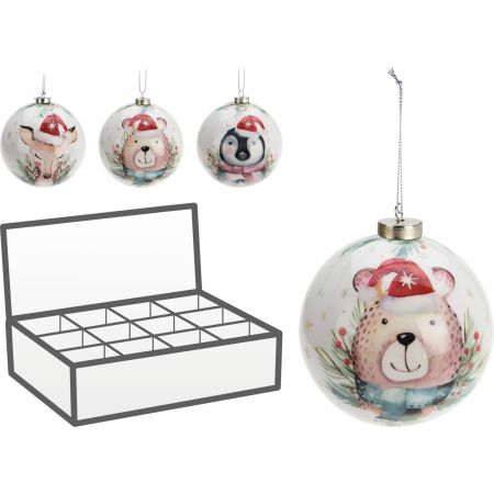 KERSTBAL 8CM 3ASS XMAS MUTS DE