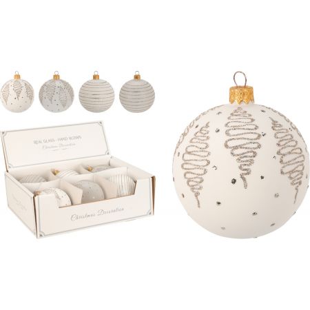 KERSTBAL 100MM MET GLITTER DEC