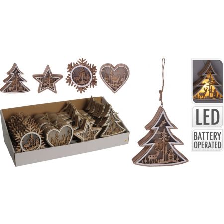 HANGDECO FIGUUR HOUT MET LED