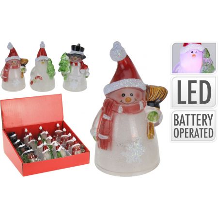SNEEUWPOP MET LED 10CM 4ASS