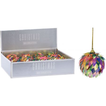 KERSTBAL BLAD 60MM IRRIDESCENT