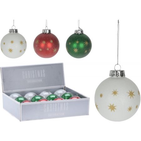 KERSTBAL 80MM GLITTER STER 3AS