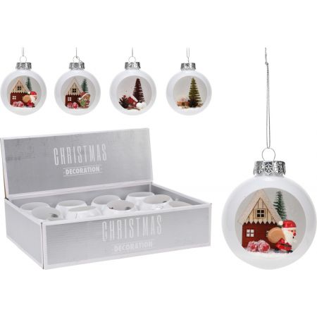 KERSTBAL 80MM DECO 4ASS DESIGN