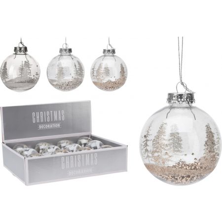 KERSTBAL 80MM GLITTER DECO 3AS