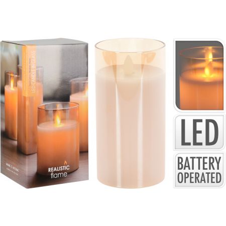 LED KAARS IN GLAS 15CM AMBER
