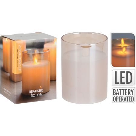 LED KAARS IN GLAS 10CM AMBER