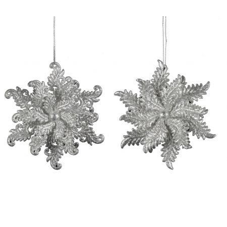 Kurt S. Adler 4.75"ACRYLIC SILVER GLITTER SNOWFLA