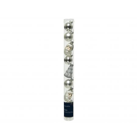Ornament glas fgr l2.8b2.7h6 zilver ass 9st