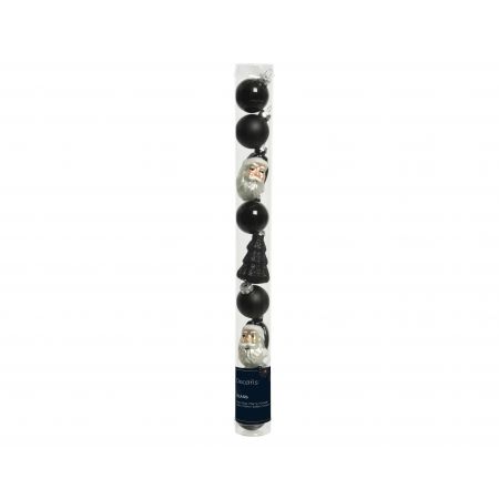 Ornament glas fgr l2.8bh6cm zwart 9st