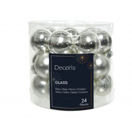 Kerstbal glas d2.5cm 24st zilver