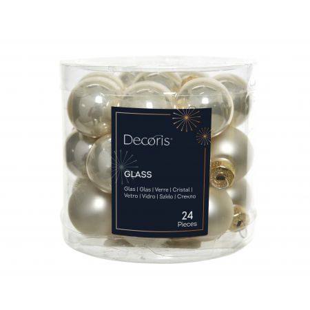 Kerstbal glas d2.5cm 24st parel