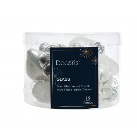 Ornament glas figuur mini zilver diverse soorten 12st