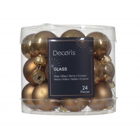 Kerstbal glas d2.5cm 24st gember