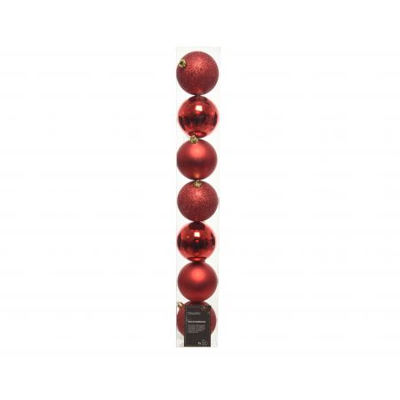 Kerstbal plc d8cm mix 7ST kerstrood