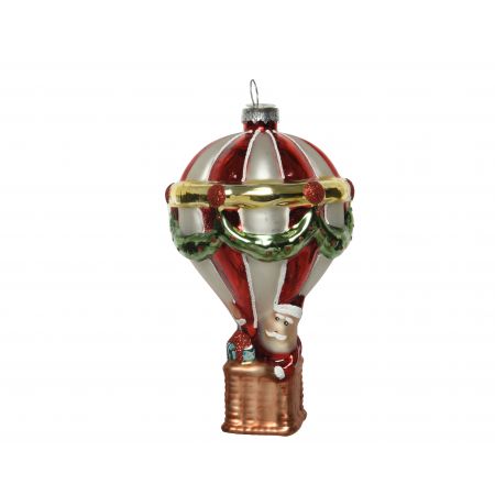 Ornament glas ballon d7h13cm kerstrood
