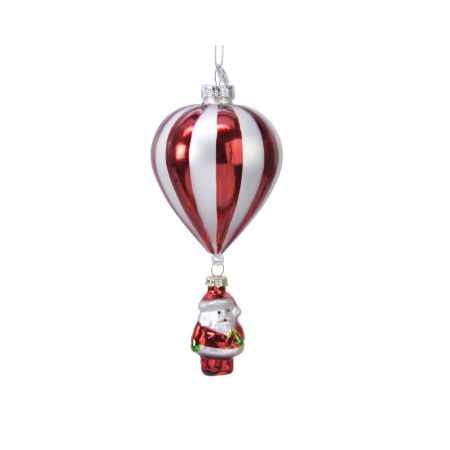 Ornament glas d7h15cm ballon kerstman wit