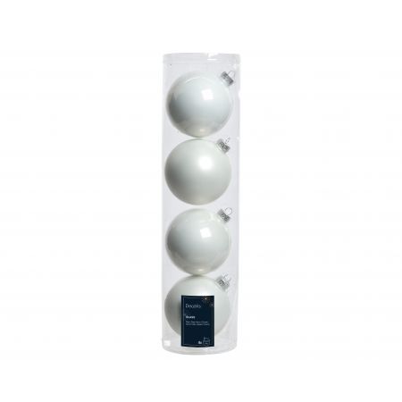 Kerstbalmix glas d10cm 4ST winterwit 