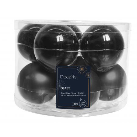 Kerstbalmix glas d6cm 10st zwart 