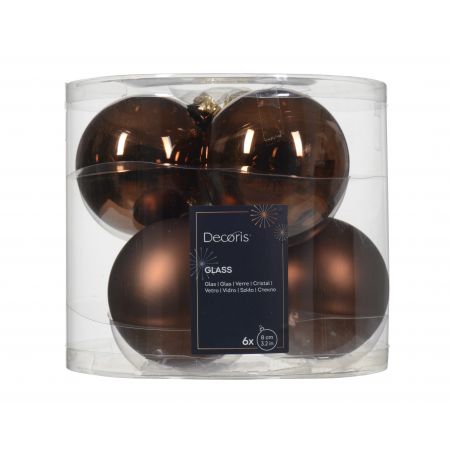 Kerstbalmix glas d8cm 6ST espresso