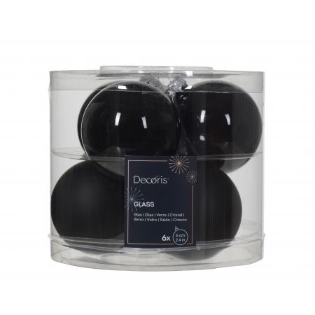 Kerstbal glas d6cm 6ST zwart