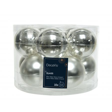 Kerstbalmix glas d6cm 10st zilver 