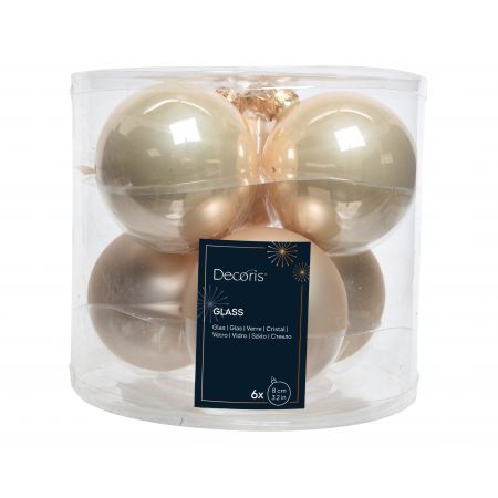 Kerstbalmix glas d8cm 6ST parel