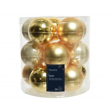 Kerstbalmix glas d6cm 15st parel/goud 