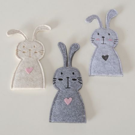 Eierwarmer Hoppy, 3 ass., Polyester vilt, Haas, Nee, Effen