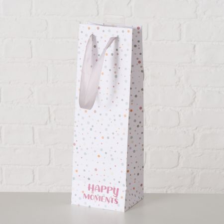 Geschenktas Lavina, H 37 cm, Veelkleurig, Spreuk/tekst, Print rondom, Gestippeld, Lichtgroen, Wit, Papier, Polyester