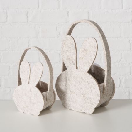 Geschenktas Rabi, H 25 cm, Effen, Grijs, Wit, Polyester vilt